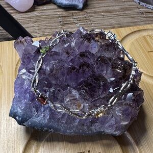 Elegant Sterling Silver Bracelet with Multicolor Gemstones Infinity